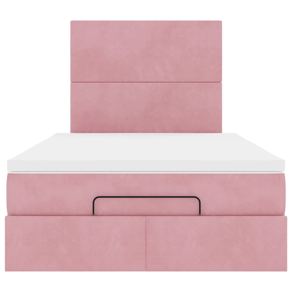 Struttura Letto Pouf con Materassi Rosa 120x190 cm Velluto | homemem39