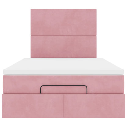 Struttura Letto Pouf con Materassi Rosa 120x190 cm Velluto | homemem39