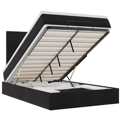 Struttura Letto Pouf con Materassi Nero 120x200 cm Velluto - homemem39