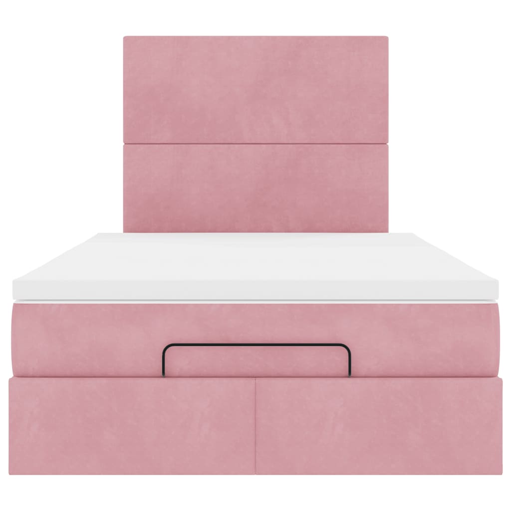 Struttura Letto Pouf con Materasso Rosa 120x200 cm Velluto