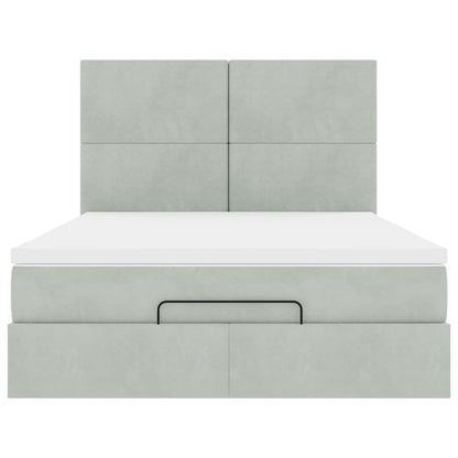 Struttura Letto Pouf con Materassi 140x190 cm Velluto