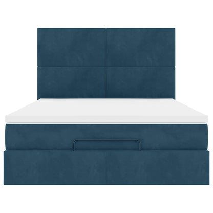 Struttura Letto Pouf con Materassi 140x190 cm in Velluto