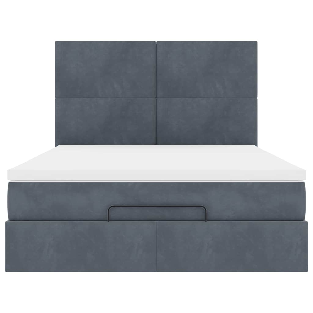 Struttura Letto Pouf con Materassi 140x200 cm in Velluto