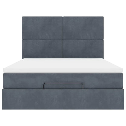 Struttura Letto Pouf con Materassi 140x200 cm in Velluto