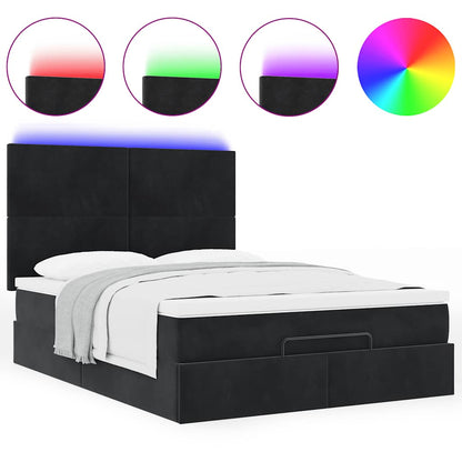 Struttura Letto Pouf con Materassi Nero 140x200 cm in Velluto | homemem39