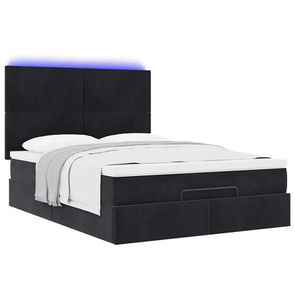 Struttura Letto Pouf con Materassi Nero 140x200 cm in Velluto | homemem39