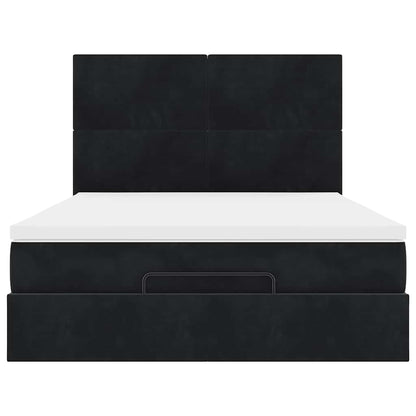 Struttura Letto Pouf con Materassi Nero 140x200 cm in Velluto | homemem39