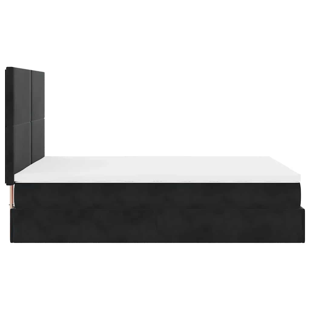 Struttura Letto Pouf con Materassi Nero 140x200 cm in Velluto | homemem39