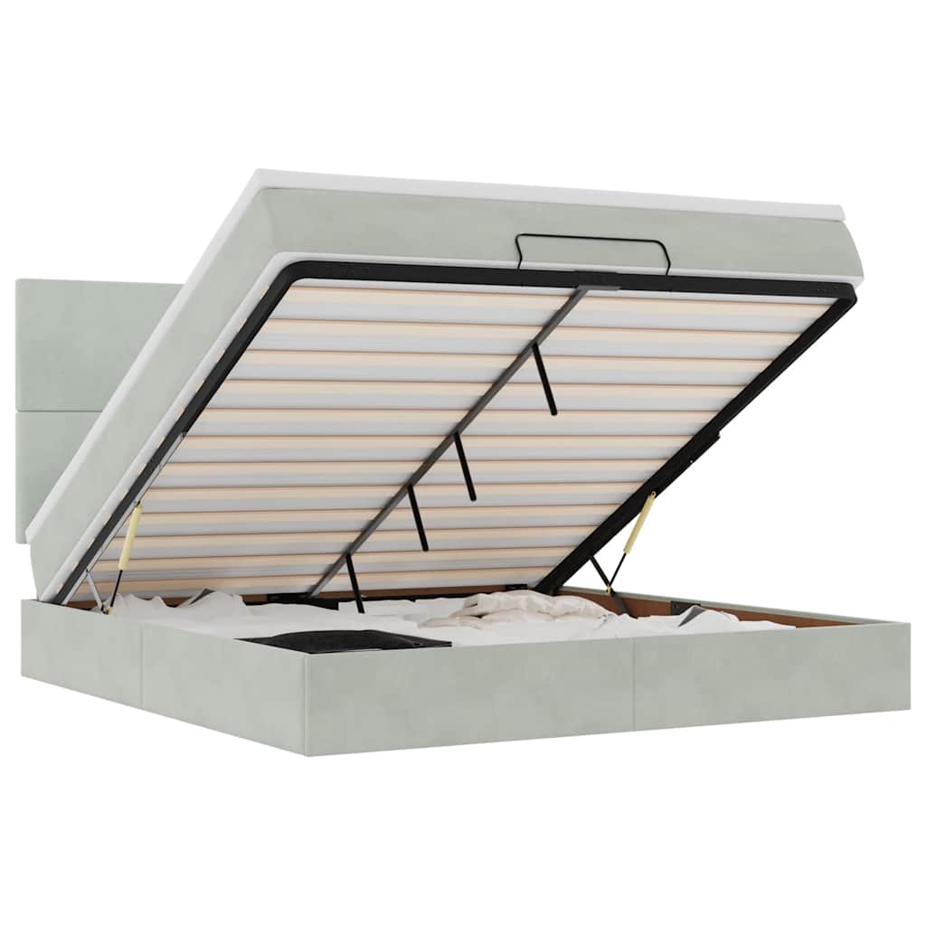 Struttura Letto Pouf con Materassi 160x200 cm in Velluto - homemem39