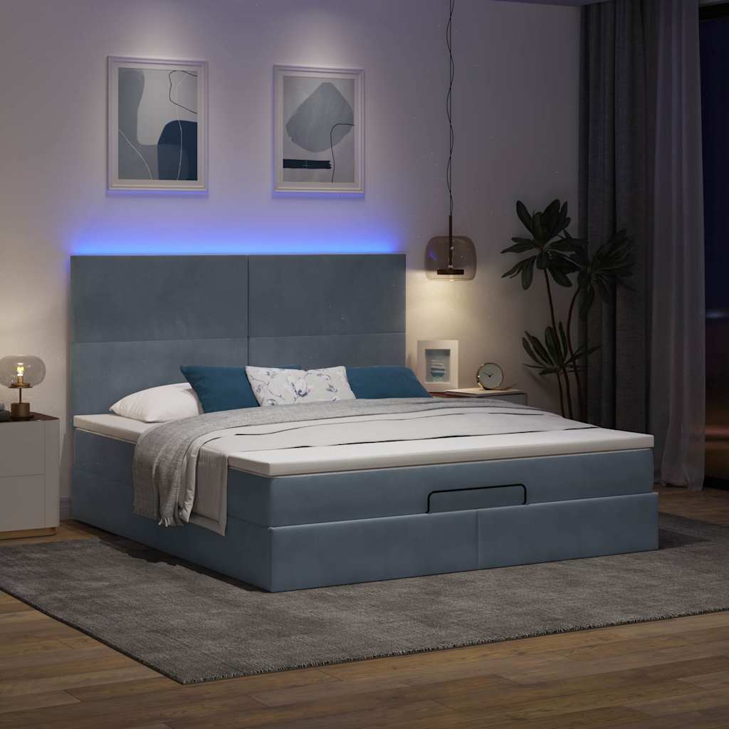 Struttura Letto Pouf con Materassi 160x200 cm in Velluto | homemem39
