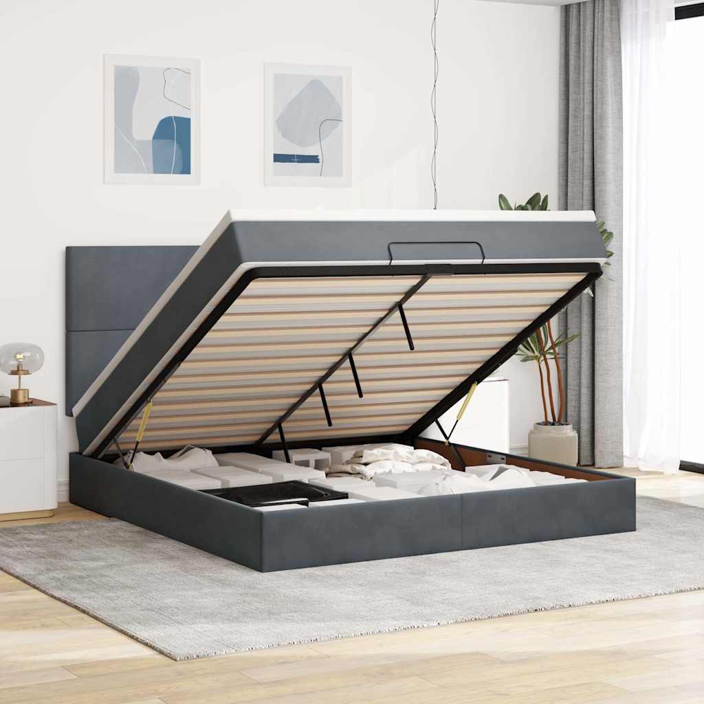 Struttura Letto Pouf con Materassi 160x200 cm in Velluto | homemem39