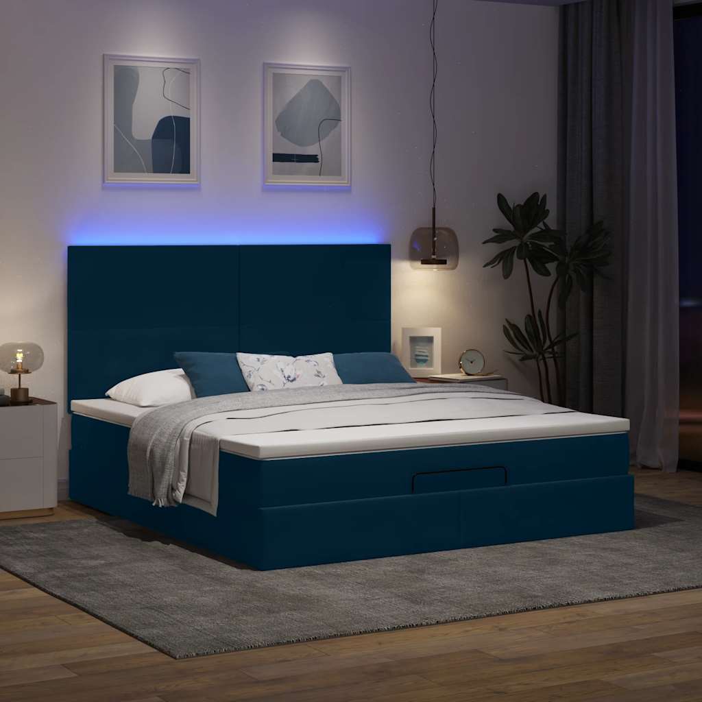 Struttura Letto Pouf con Materassi 160x200 cm Velluto | homemem39