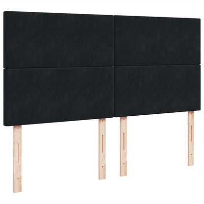 Struttura Letto Pouf con Materassi Nero 180x200 cm in Velluto