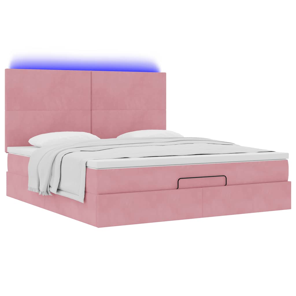 Struttura Letto Pouf con Materassi Rosa 180x200 cm Velluto | homemem39
