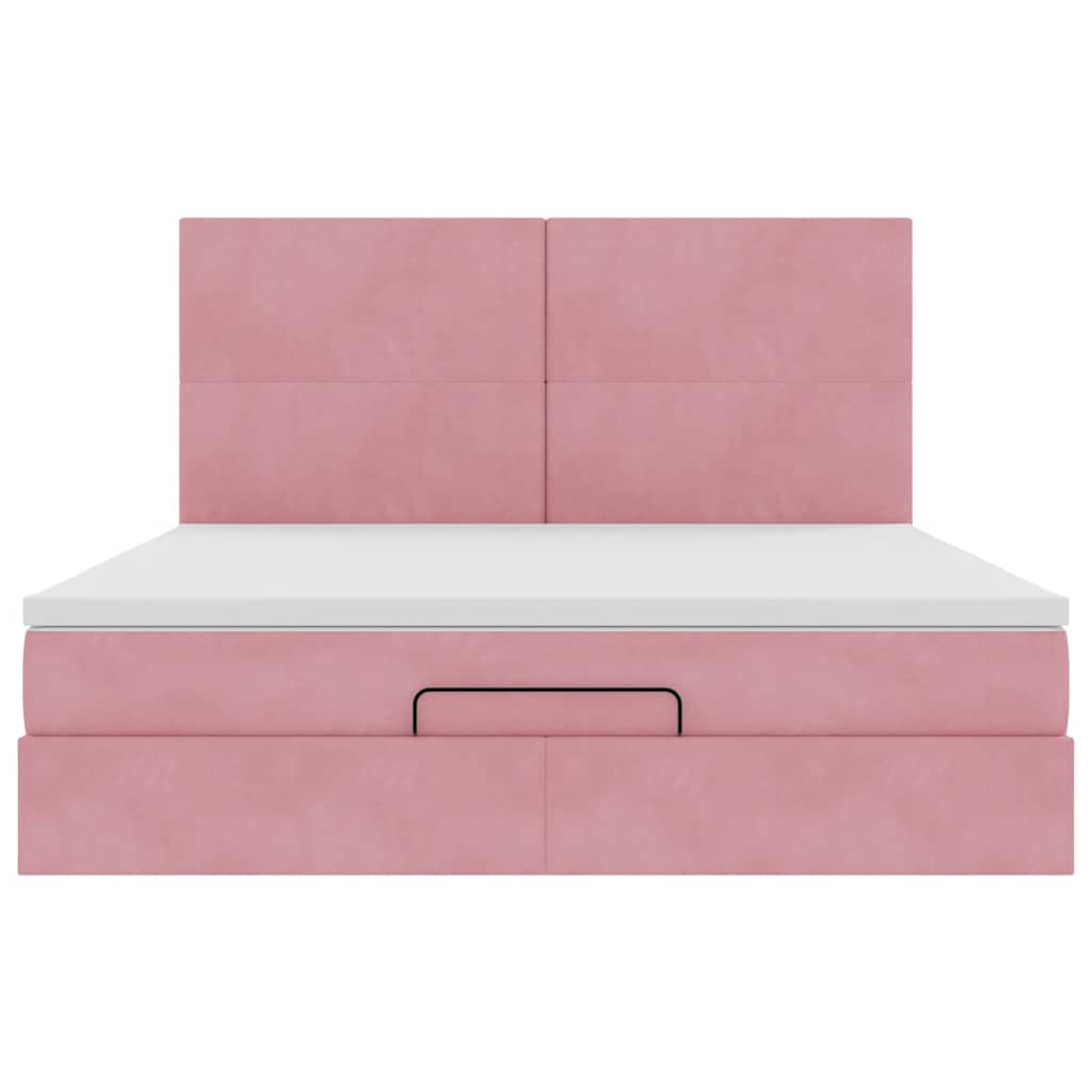Struttura Letto Pouf con Materassi Rosa 180x200 cm Velluto | homemem39