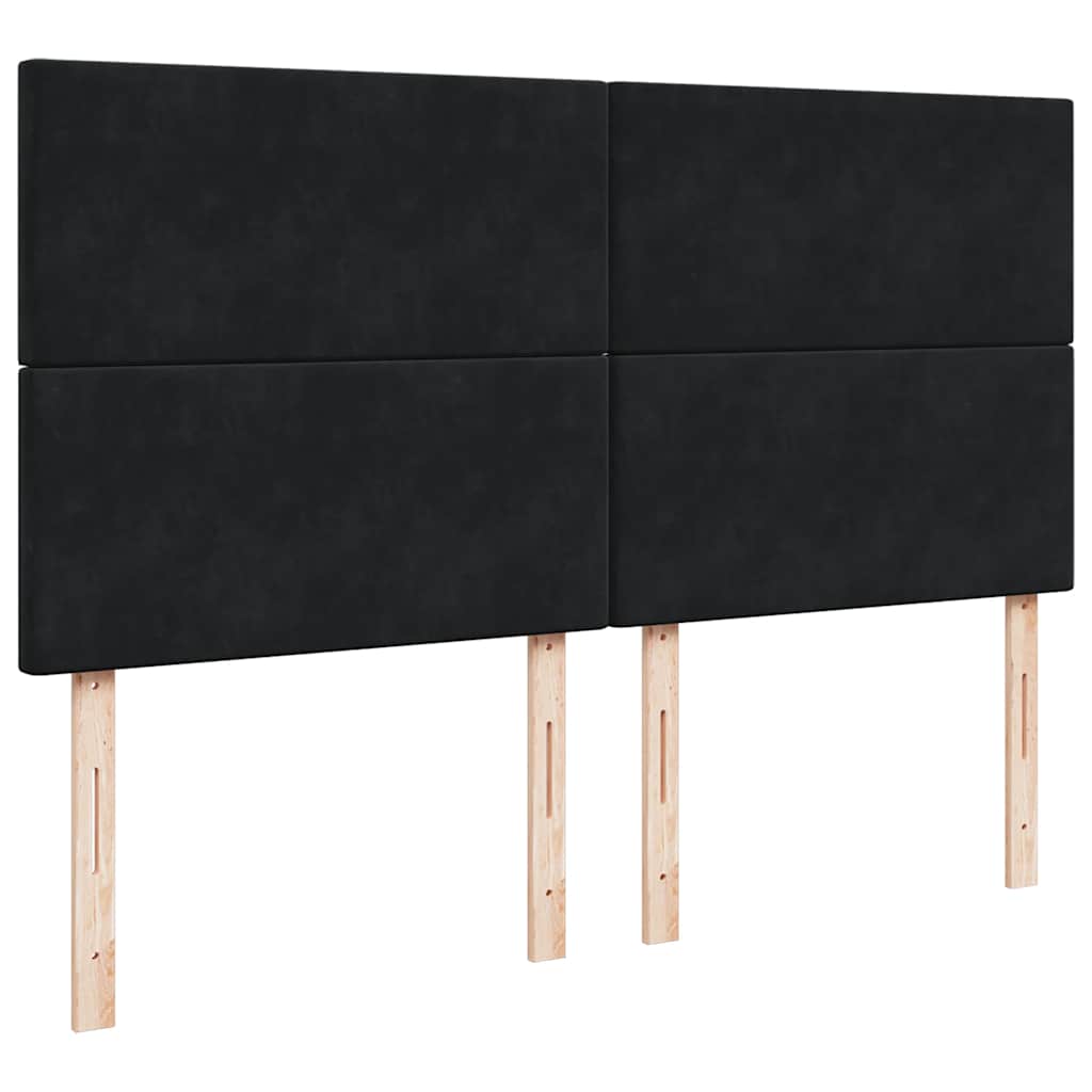 Struttura Letto Pouf con Materassi Nero 200x200 cm Velluto | homemem39