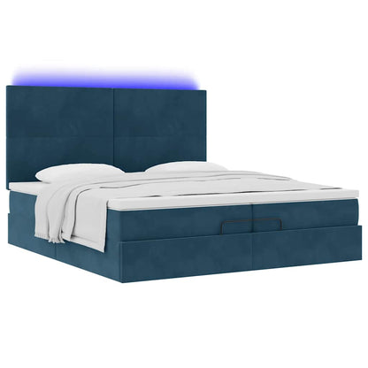 Pouf Letto con Materassi e LED Blu Scuro 200x200cm Velluto | homemem39