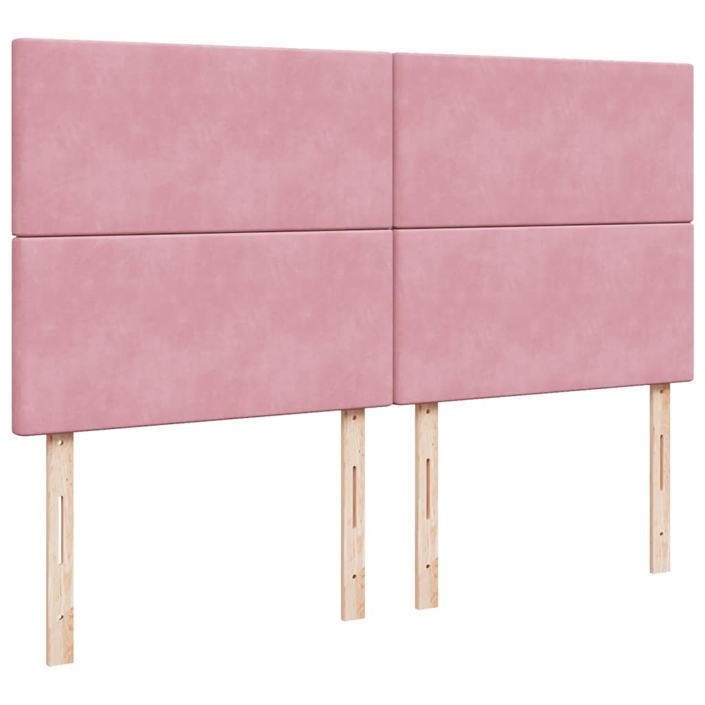 Struttura Letto Pouf con Materassi Rosa 200x200 cm Velluto