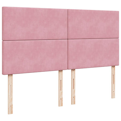Struttura Letto Pouf con Materassi Rosa 200x200 cm Velluto