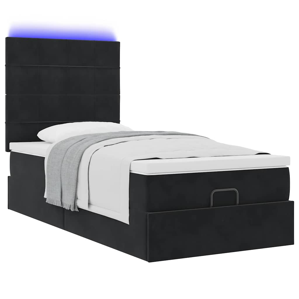 Struttura Letto Pouf con Materassi Nero 80x200 cm in Velluto | homemem39
