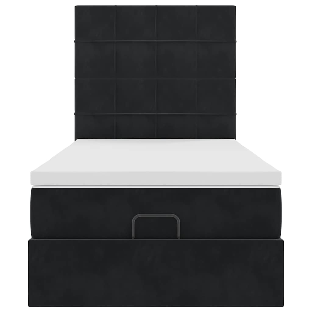 Struttura Letto Pouf con Materassi Nero 80x200 cm in Velluto | homemem39