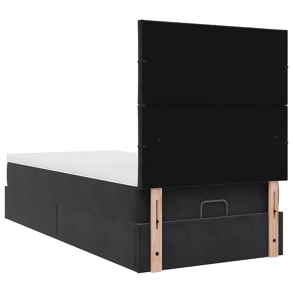 Struttura Letto Pouf con Materassi Nero 80x200 cm in Velluto | homemem39