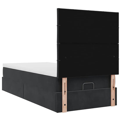 Struttura Letto Pouf con Materassi Nero 80x200 cm in Velluto | homemem39