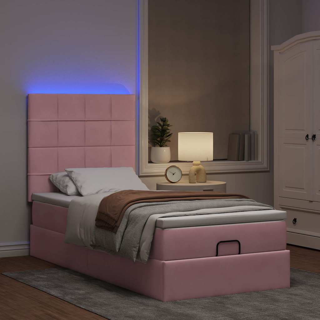Struttura Letto Pouf con Materassi Rosa 80x200 cm Velluto | homemem39