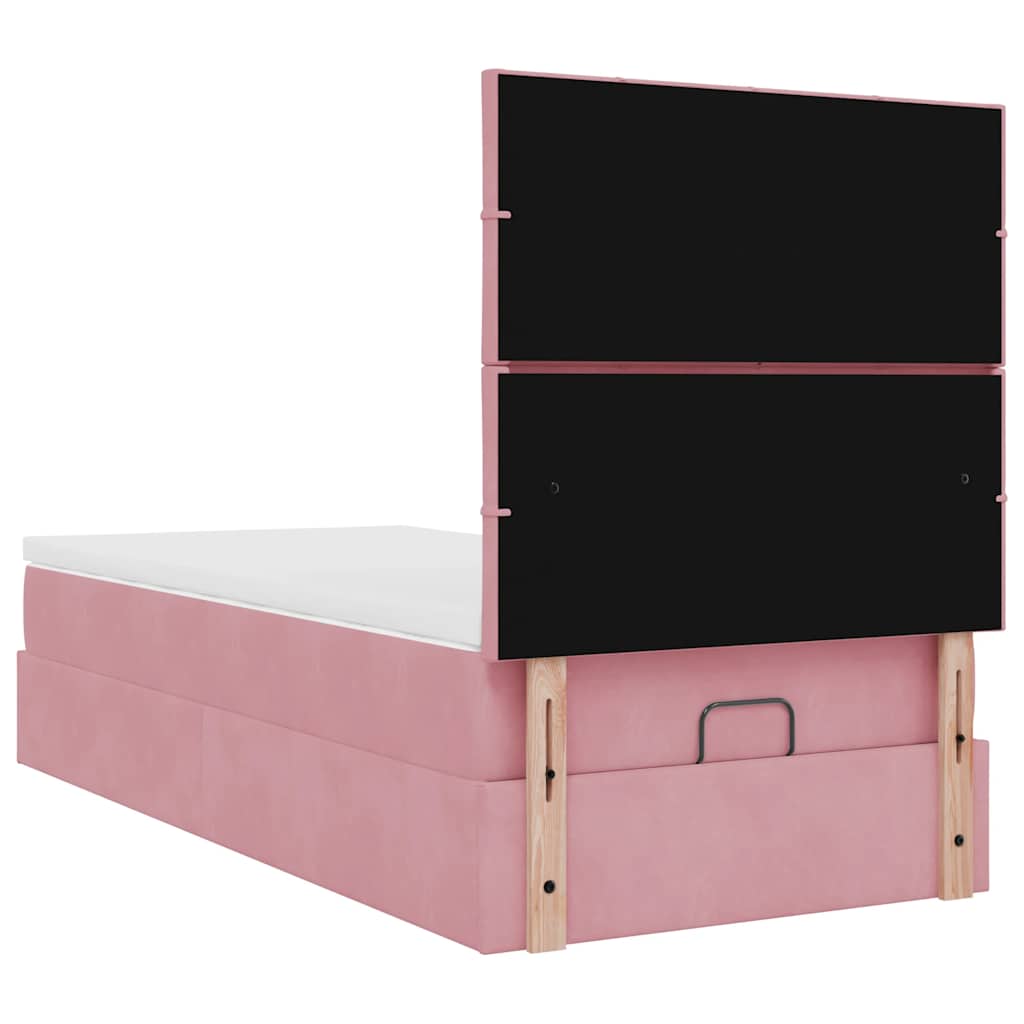 Struttura Letto Pouf con Materassi Rosa 80x200 cm Velluto | homemem39