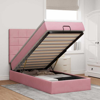 Struttura Letto Pouf con Materassi Rosa 80x200 cm Velluto | homemem39