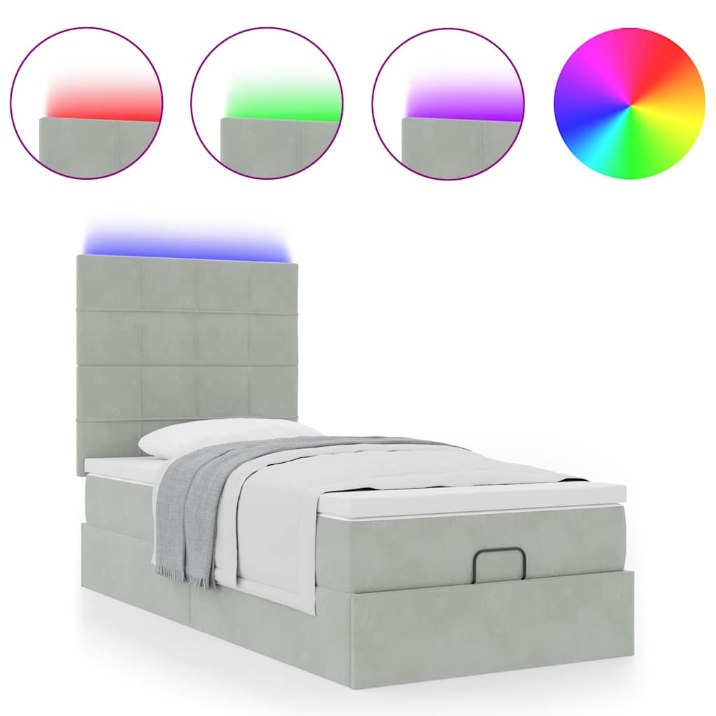 Struttura Letto Pouf con Materassi 90x190 cm in Velluto | homemem39