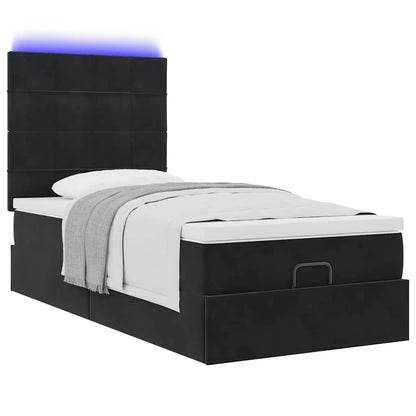 Struttura Letto Pouf con Materassi Nero 90x190 cm in Velluto | homemem39