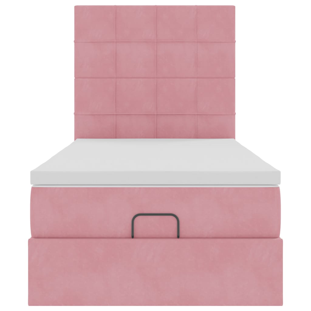 Struttura Letto Pouf con Materassi Rosa 100x200 cm Velluto - homemem39