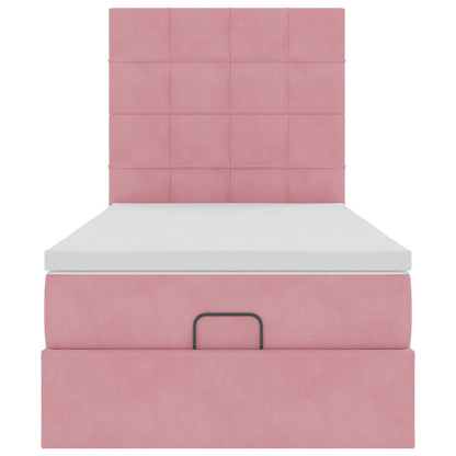 Struttura Letto Pouf con Materassi Rosa 100x200 cm Velluto - homemem39