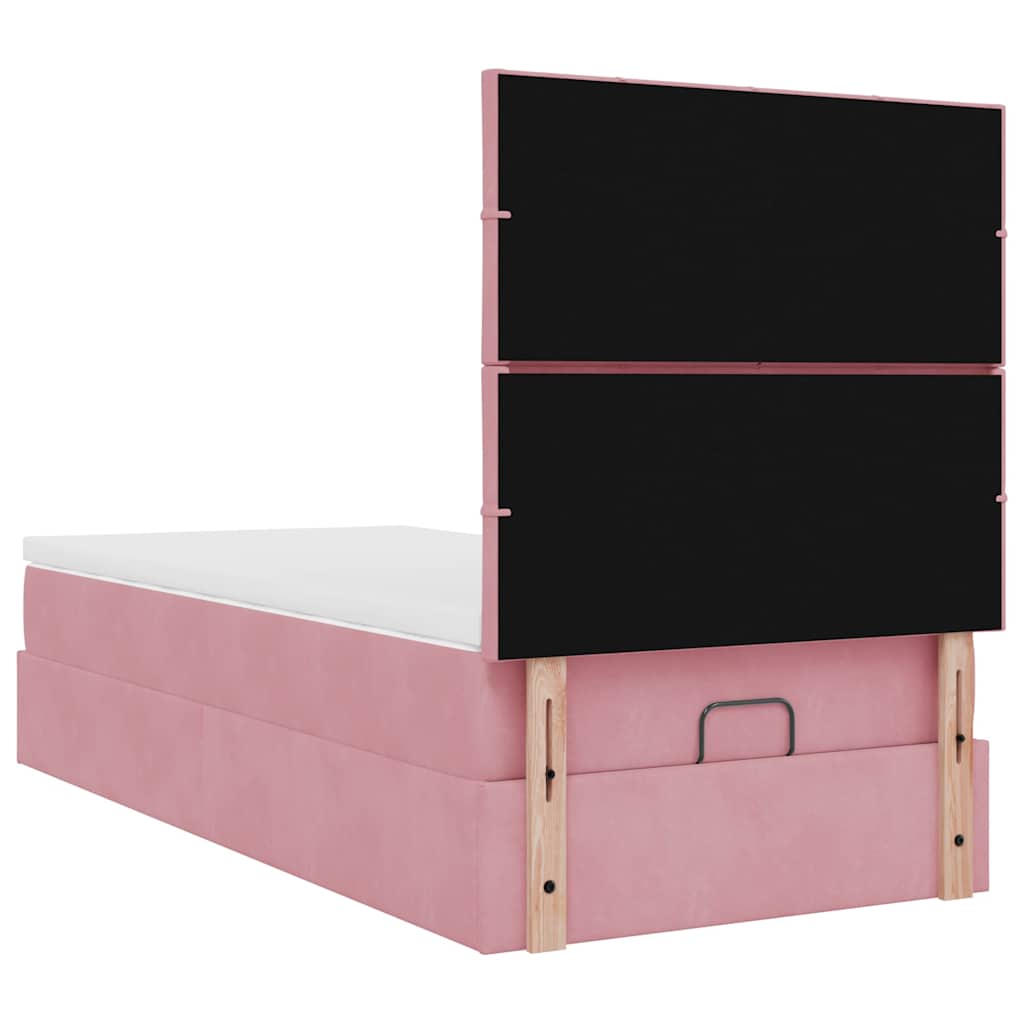 Struttura Letto Pouf con Materassi Rosa 100x200 cm Velluto - homemem39