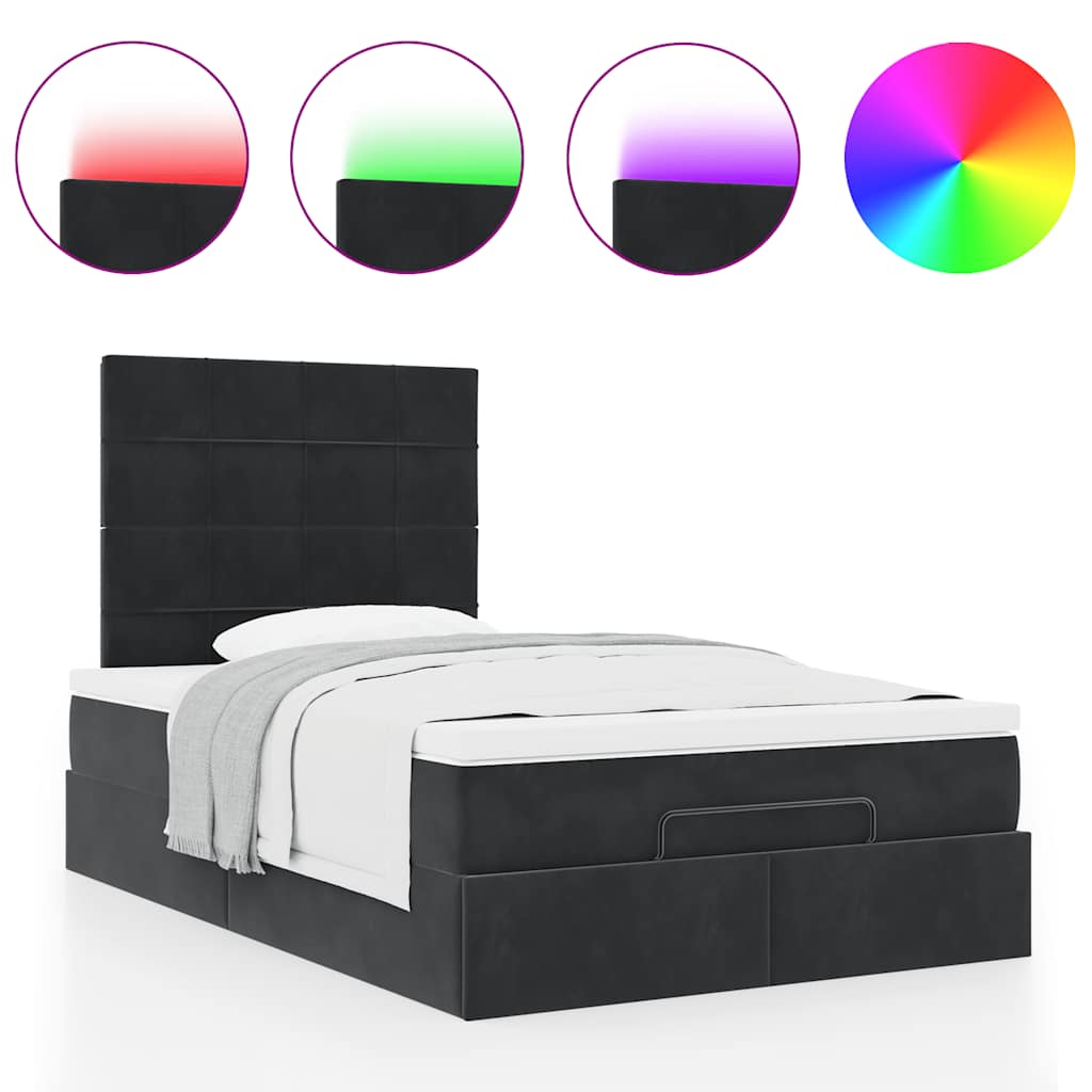 Struttura Letto Pouf con Materassi Nero 120x190 cm Velluto | homemem39