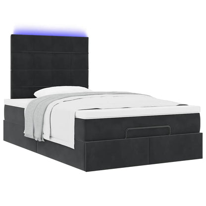 Struttura Letto Pouf con Materassi Nero 120x190 cm Velluto | homemem39