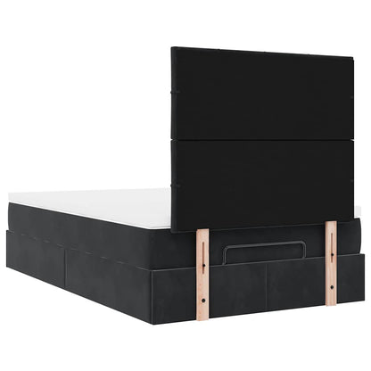 Struttura Letto Pouf con Materassi Nero 120x190 cm Velluto | homemem39