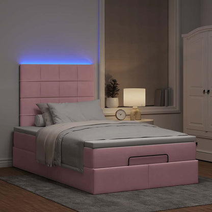 Struttura Letto Pouf con Materassi Rosa 120x190 cm Velluto | homemem39