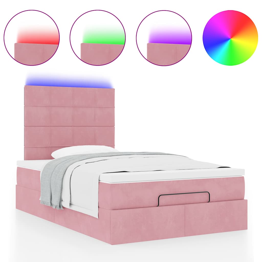 Struttura Letto Pouf con Materassi Rosa 120x190 cm Velluto | homemem39