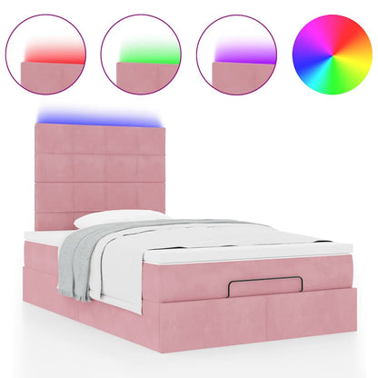 Struttura Letto Pouf con Materassi Rosa 120x190 cm Velluto | homemem39