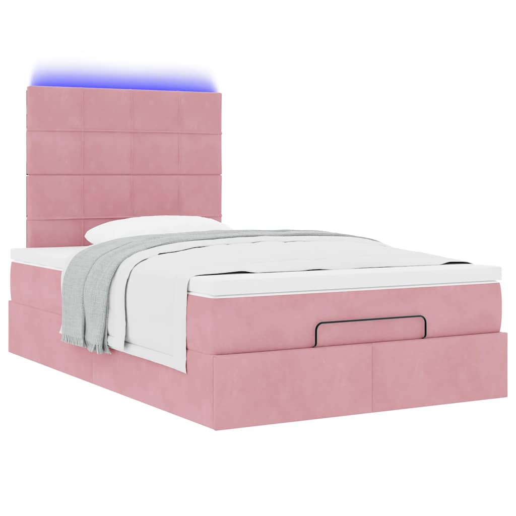 Struttura Letto Pouf con Materassi Rosa 120x190 cm Velluto | homemem39