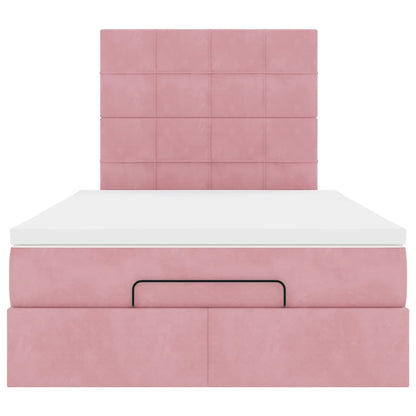 Struttura Letto Pouf con Materassi Rosa 120x190 cm Velluto | homemem39