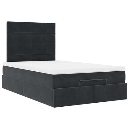 Struttura Letto Pouf con Materassi Nero 120x200 cm Velluto - homemem39