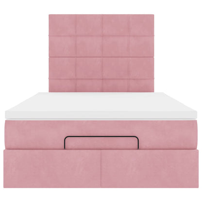 Struttura Letto Pouf con Materasso Rosa 120x200 cm Velluto