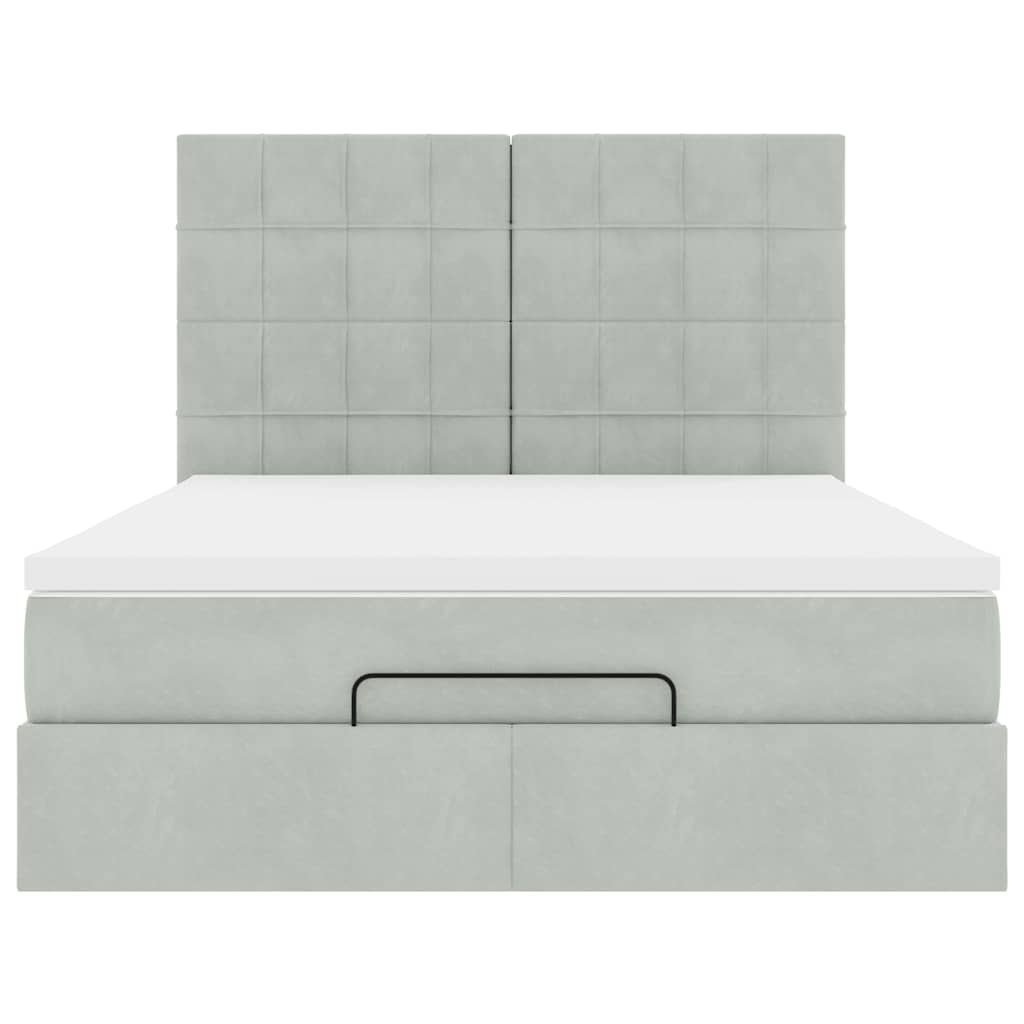 Struttura Letto Pouf con Materassi 140x190 cm Velluto