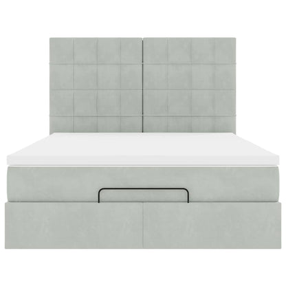 Struttura Letto Pouf con Materassi 140x190 cm Velluto