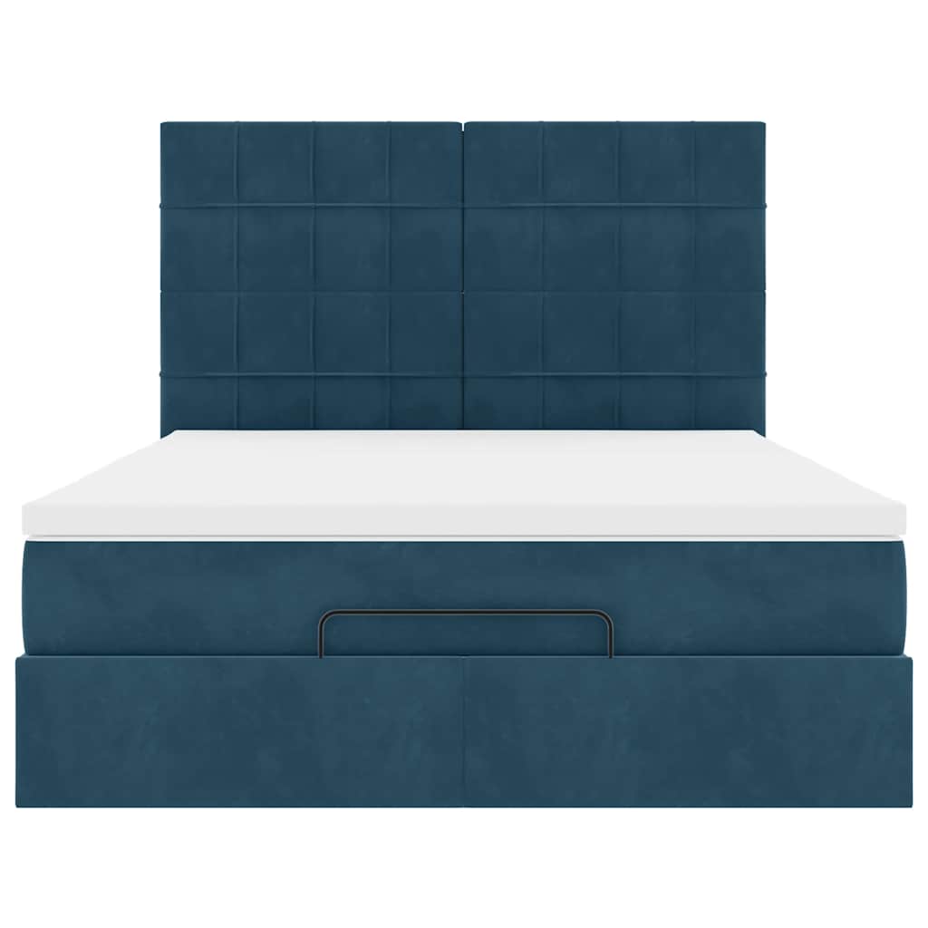 Struttura Letto Pouf con Materassi 140x190 cm in Velluto