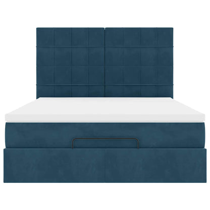 Struttura Letto Pouf con Materassi 140x190 cm in Velluto