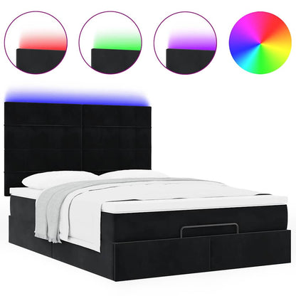 Struttura Letto Pouf con Materassi Nero 140x200 cm in Velluto | homemem39